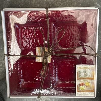 Bent Glass Square 4 Section Tray