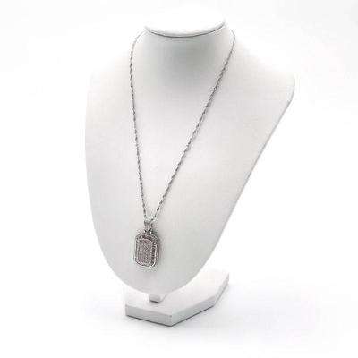 925 Sterling Silver Pendant Necklace with Pave Crystals