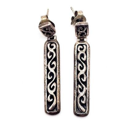 Sterling Silver Bar Drop Earrings