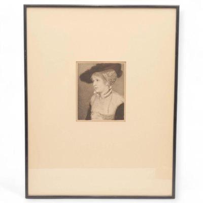 Framed 1882 Etching “A Day Dream” by Kaulbach & Buchel
