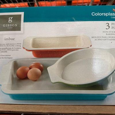 Gibson Home Colorsplash 3-Piece Non-Stick Bakeware Set