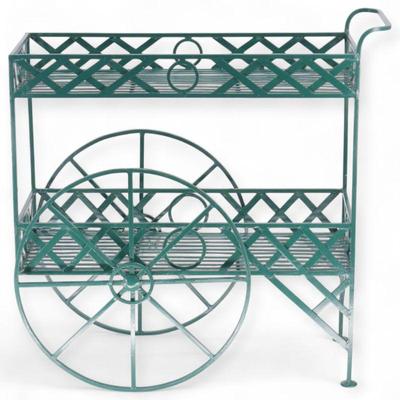 Wrought Iron Green Plant Stand/Tea Cart