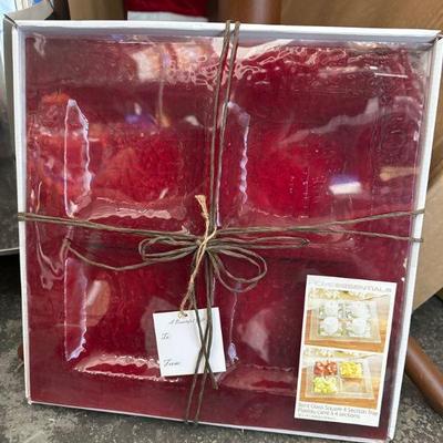 Bent Glass Four Section Square Tray