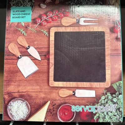 Slate and Wood Cheese Board Set