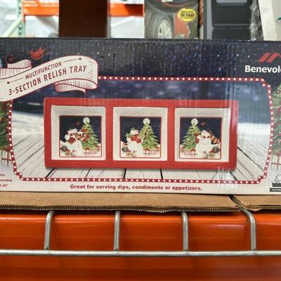Benevolence 3-Section Relish Tray with Holiday Design
