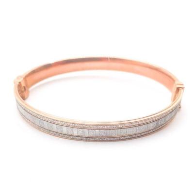 925 Sterling Silver Rose Gold-Tone Hinged Bangle
