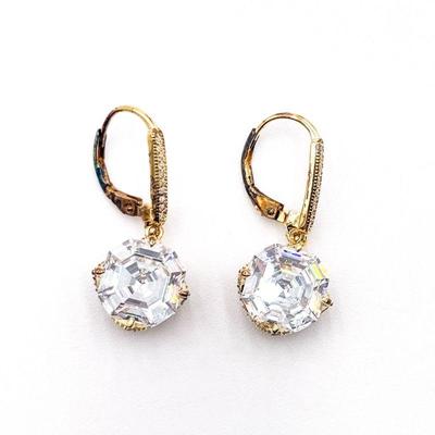Vanna K Gold-Tone Drop Earrings with Clear Gemstones