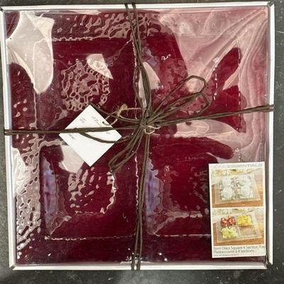 Bent Glass Square 4-Section Tray