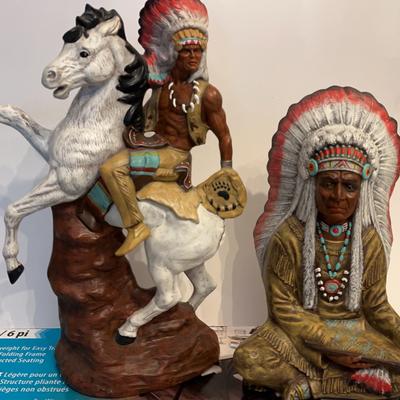 Two Signed Artisan Ceramic Native American Figures