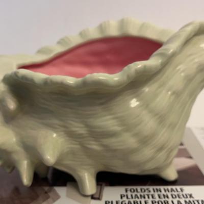 Signed Artisan Glazed Ceramic Queen Conch Shell Bowl