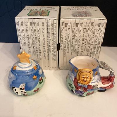 Beatrix Potter Book Set And Nursery Rhyme Cream And Sugar Set