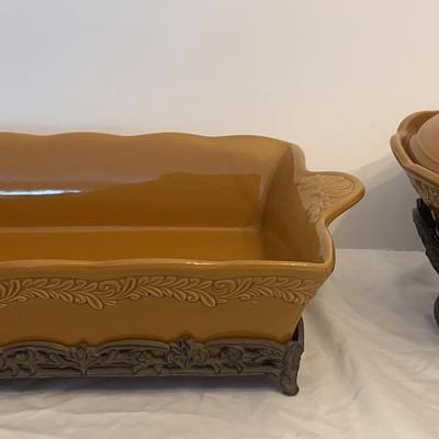 Two Certified International Karidesign Glazed Ceramic Serving Pieces