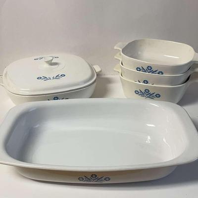 Set of Blue Cornflower Pattern Corning Ware Cookware