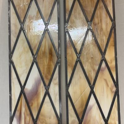 Pair of Vintage Stained Glass Church Windows