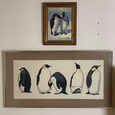 Marty Williams And D. Grose Penguins Signed Paintings