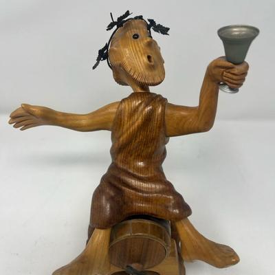 Vintage Carved Wooden Bacchus Figurine