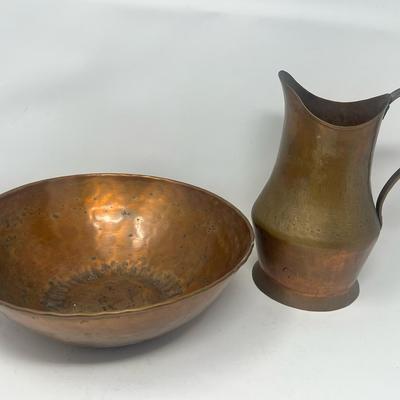 Copper Pitcher And Bowl
