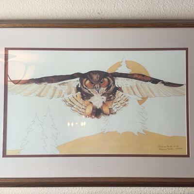Susanna Denton ‘Flying Owl’ Signed And Number Watercolor And Ink 