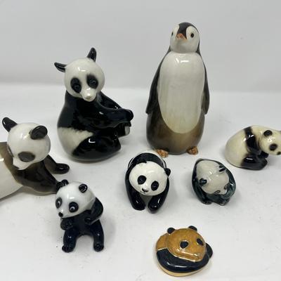 Pandas And Penguin Ceramic Figurines From Russia
