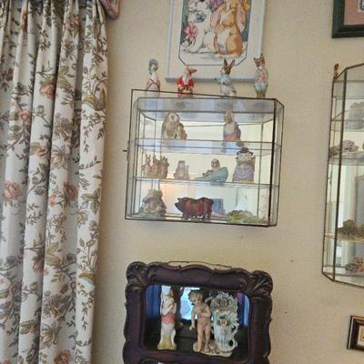 Hanging Display Cabinets with Figurines 