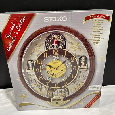 Seiko Rotating Pendulum And Dial With Swarovski Crystal Components Clock