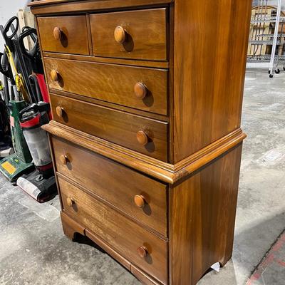 Vintage Solid Pine Traditional 5 Drawer Dresser 