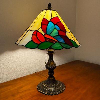 Lot #196 - Tiffany-Style Stained Glass Table Lamp