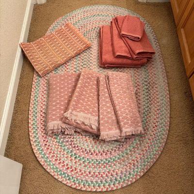 Lot #181 - Set of Braided Area Rug and Towels