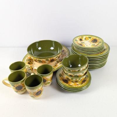 Lot #81 - Provincial Sunflowers Melamine Dinnerware Set by Tabletops Unlimited