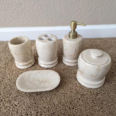 Lot #224 - Creative Home Champagne Marble Bathroom Accessories