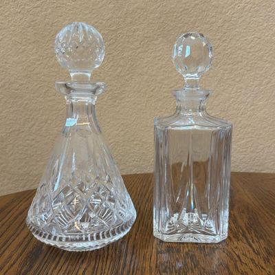 Lot #25 - Crystal Roly Poly Decanter With Stopper, & Square Cut Crystal Decanter With Stopper