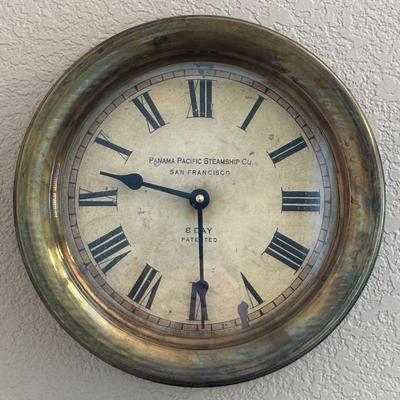 Lot #129 - Vintage Timeworks Panama Pacific Brass Round Porthole Clock