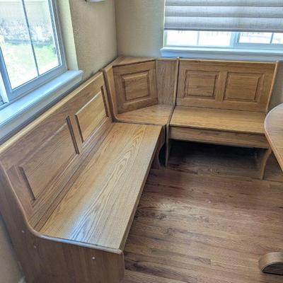 Lot #87 - Amish Handcrafted Traditional Oak Corner Nook Storage Bench