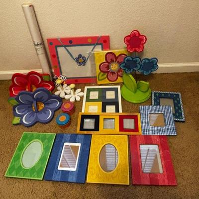 Lot #202 - Colorful Decorative Photo Frames and Flower Decorations Lot