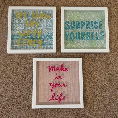 Lot #179 - Framed Motivational Wall Art Set