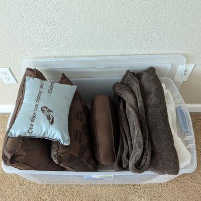 Lot #217 - Lot of Decorative Pillows and Blankets
