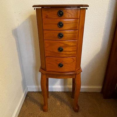 Lot #200 - Vintage Wooden Jewelry Armoire