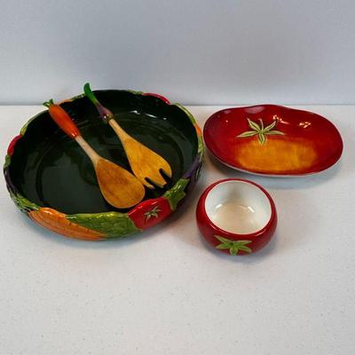 Lot #65 - Clay Art Vegetable Medley Serving Set