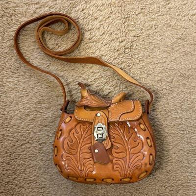 Lot #237 - Western Saddle Purse Hand Tooled Leather Vintage American Made