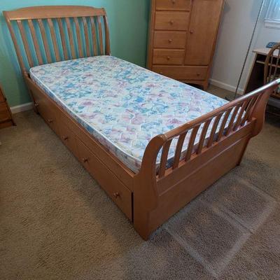 Lot #165 - Wooden Twin Trundle Bed