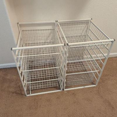 Lot #228 - White Wire Storage Bins and Assorted Hangers Lot