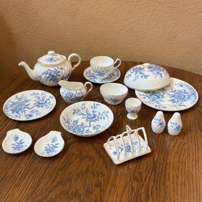 Lot #31 - RARE Foley Peony Blue Bone China Tea Set