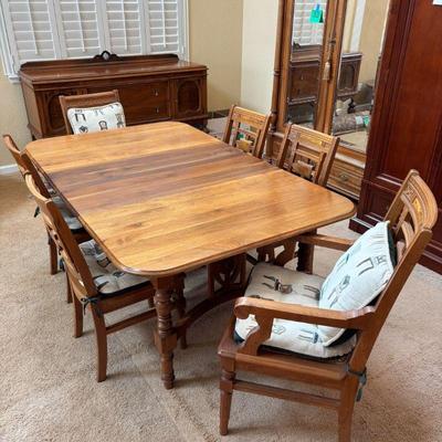 Lot #27 - Antique Walnut Dining Table Set