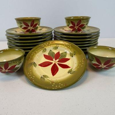 Lot #46 - Corsica Poinsettia Dinnerware Set