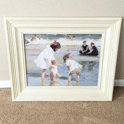 Lot #214 - Framed Oil Reproduction "Children Playing at the Seashore" by Edward Henry Potthast