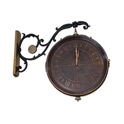 Lot #88 - Giant 16" Bombay Winthrop Station Double Sided Bronze Train Station Clock With Bracket