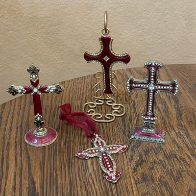 Lot #18 - Lot of Red Enameled Decorative Crosses