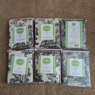 Lot #210 - Waverly Home Classics Toile Country Life Drapery Panels and Valances Lot