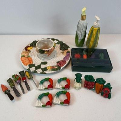 Lot #72 - Vegetable Themed Decorative Kitchenware Lot