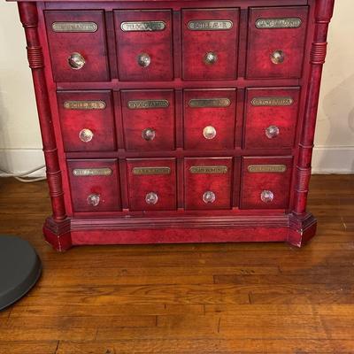 Apothecary Style Chest Of Drawers - Red